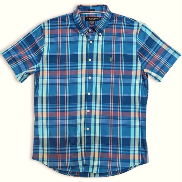 U.S. Polo Assn. Other - 🥚🐇U.S POLO SHORT SLEEVE  BUTTON DOWN. MULTICOLOR PLAID MENS SZ L